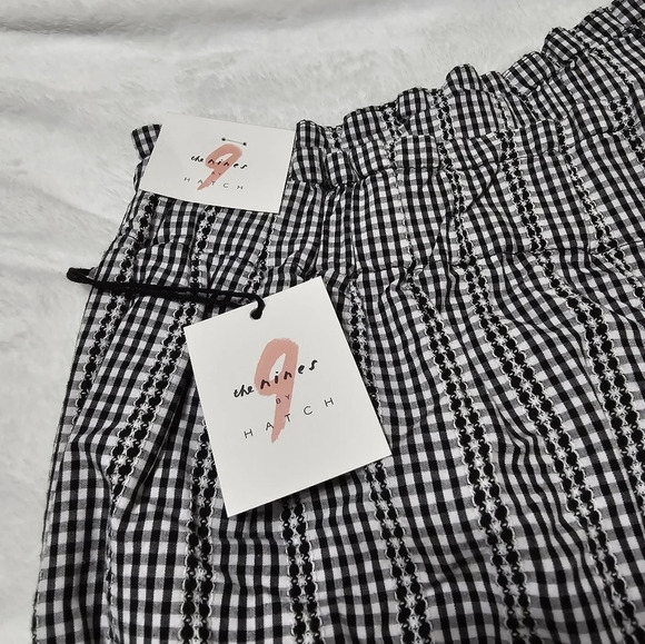 NWT The Nines by HATCH Black & White Gingham Paperbag Maternity Shorts, Size XXL - Picture 4 of 6